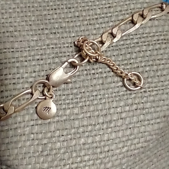 Goldtone Chain Necklace marked m with pink crystal vintage - Picture 3 of 6